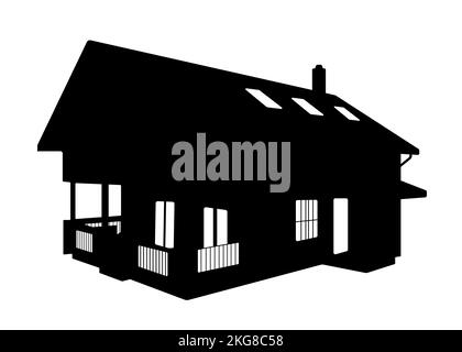Eine einfache Katzenhaus-Silhouetten-Vektordarstellung Stock Vektor