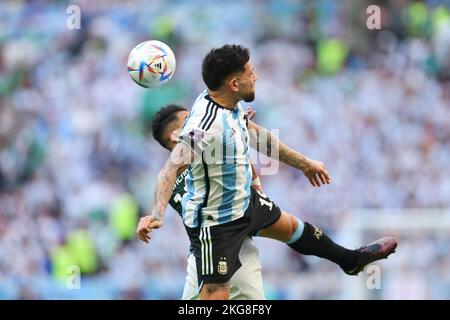 Lusail, Katar. 22.. November 2022. Lusail, Katar. 22.. November 2022. Nicolas Otamendi (ARG) Fußball/Fußball : FIFA Fußball-Weltmeisterschaft Katar 2022 Gruppe-C-Spiel zwischen Argentinien 1-2 Saudi-Arabien im Lusail-Stadion in Lusail, Katar . Quelle: Naoki Morita/AFLO SPORT/Alamy Live News Quelle: Aflo Co. Ltd./Alamy Live News Stockfoto