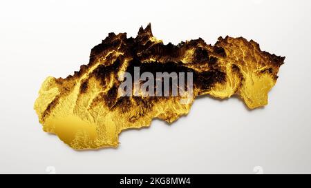 Eine illustrative goldene topografische Karte der Slowakei im alten Stil Stockfoto