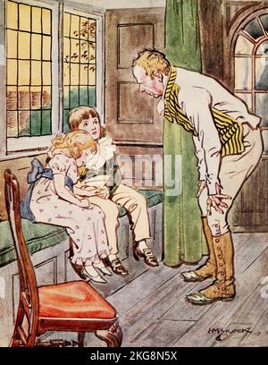 Frau Harry Walmers, Junior, müde. Farbige Illustration von H. M. Brock aus dem Buch ' The Holly-Tree Inn ' von Charles Dickens, 1812-1870 Erscheinungsdatum 1856 Verlag London : Hodder & Stoughton Stockfoto