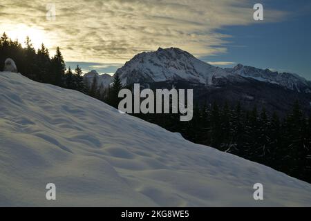 Die Winterzeit im Berchtesgadener Land ist eine wunderbare Zeit mit vielen wunderschönen Orten und wunderbarer Atmosphäre Stockfoto