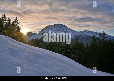 Die Winterzeit im Berchtesgadener Land ist eine wunderbare Zeit mit vielen wunderschönen Orten und wunderbarer Atmosphäre Stockfoto