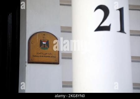 Die Botschaft der Republik Irak am 21 Queen’s Gate, London, Vereinigtes Königreich, am 22. November 2022 Stockfoto