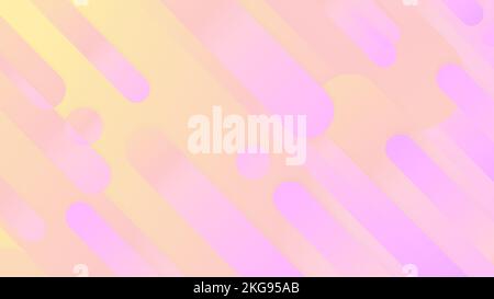 Abstraktes Design mit pinkfarbenen diagonalen geometrischen Formen auf gelbem und pfirsichfarbenem Hintergrund. Moderner und trendiger Hintergrund. Lebendige und leuchtende Farben. Stockfoto