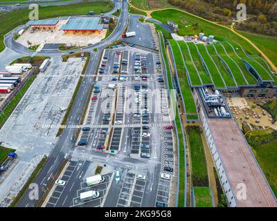 Skelton Lake Services in Leeds, West Yorkshire aus der Vogelperspektive Stockfoto