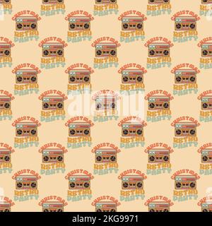 Retro Groovy Weihnachten nahtlose Muster mit . Nette Feiertage Hintergrund. Wickeldesign. Stock-Vektor Stock Vektor