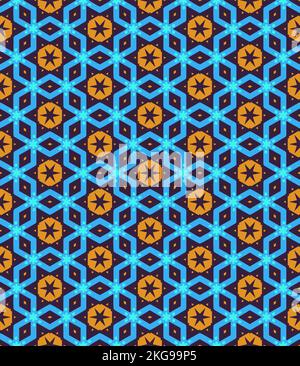 Mehrfarbiger, nahtloser, abstrakter Mustereindruck. Hintergrund und Hintergrund. Mehrfarbig. Farbenfrohes Ornament-Dessin. Farbige Mosaikornamente. Vektorgrafik il Stock Vektor