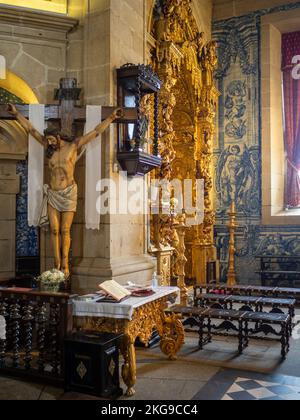 Christus am Kreuz, Igreja do Bom Jesus da Cruz, Barcelos Stockfoto