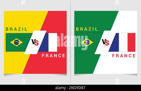 FIFA Fußball-Weltmeisterschaft Brasilien vs Frankreich Flagge Social Media Banner Stock Vektor