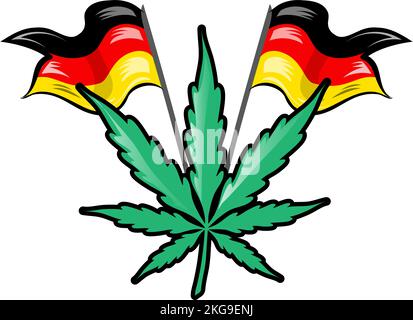 Illustration einer deutschen Flagge mit einem Marihuanablatt Stock Vektor