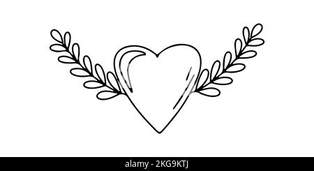 Von Hand gezogenes Herz. Design-Element der Natur. Vintage Ornament Vektor-Illustration isoliert auf weißem Hintergrund Stock Vektor