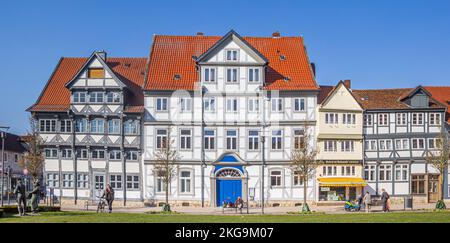 Historische Häuser am Holzmarkt in Wolfenbüttel Stockfoto