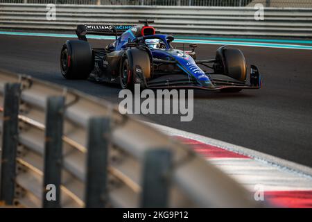 Yas Island, Abu Dhabi - 22/11/2022, 45 SARSERGEANT Logan (usa), Williams Racing FW44, Action während der 2022 Tests nach der Saison vom 22. Bis 23. November 2022 auf dem Yas Marina Circuit, in Yas Island, Abu Dhabi - Foto: Florent Gooden / DPP/DPPI/LiveMedia Stockfoto