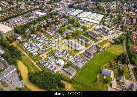 Luftaufnahme, Quartier Belgisches Viertel Neubaugebiet, Soest, Soester Boerde, Nordrhein-Westfalen, Deutschland, Konstruieren Stockfoto