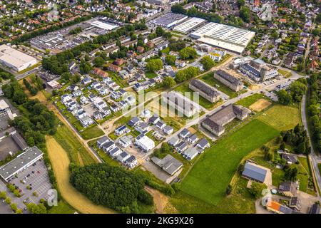 Luftaufnahme, Quartier Belgisches Viertel Neubaugebiet, Soest, Soester Boerde, Nordrhein-Westfalen, Deutschland, Konstruieren Stockfoto