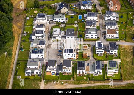 Luftaufnahme, Quartier Belgisches Viertel Neubaugebiet, Soest, Soester Boerde, Nordrhein-Westfalen, Deutschland, Konstruieren Stockfoto