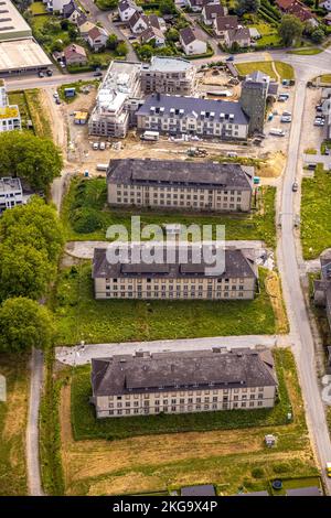 Luftaufnahme, Quartier Belgisches Viertel Neubaugebiet, Soest, Soester Boerde, Nordrhein-Westfalen, Deutschland, Konstruieren Stockfoto