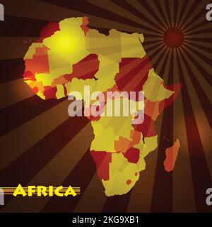 Vorlage mit der Karte von Afrika, in goldenen Farben ausgeführt. Vektor Stock Vektor
