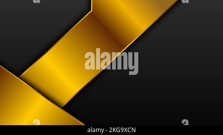 Vorlage einer zweifarbigen Visitenkarte in schwarz-goldenen geometrischen Formen mit Platz für Text Stock Vektor