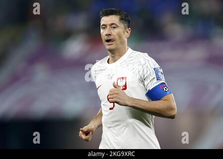 DOHA - Katar, 22/11/2022, Robert Lewandowski von Polen während des FIFA-Weltmeisterschafts-Katar-2022-Spiels Gruppe C zwischen Mexiko und Polen im 974 Stadium am 22. November 2022 in Doha, Katar. AP | niederländische Höhe | MAURICE AUS STEIN Stockfoto