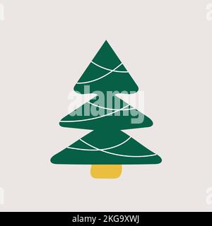Weihnachtsbaum. Handgezeichneter grüner Weihnachtsbaum. Einfaches Vektorsymbol für das Design Stock Vektor