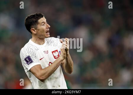 DOHA - Katar, 22/11/2022, Robert Lewandowski von Polen während des FIFA-Weltmeisterschafts-Katar-2022-Spiels Gruppe C zwischen Mexiko und Polen im 974 Stadium am 22. November 2022 in Doha, Katar. AP | niederländische Höhe | MAURICE AUS STEIN Stockfoto