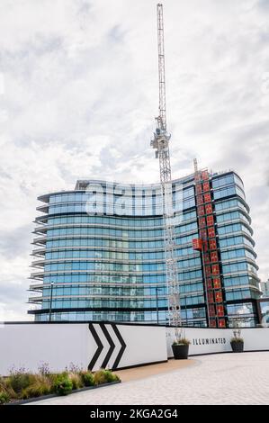 Bau von kraftwerken in battersea, bau von dachgärten in battersea Stockfoto