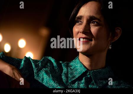 Mexiko-Stadt, Mexiko. 22.. November 2022. Die mexikanische Sängerin Julieta Venegas nimmt an einer Pressekonferenz Teil, um die Veröffentlichung ihres neuesten Albums ‘ TU Historia' im Metropolitan Theatre bekannt zu geben. Am 22. November 2022 in Mexiko-Stadt, Mexiko. (Foto von Carlos Tischler/ Eyepix Group/NurPhoto) Kredit: NurPhoto/Alamy Live News Stockfoto