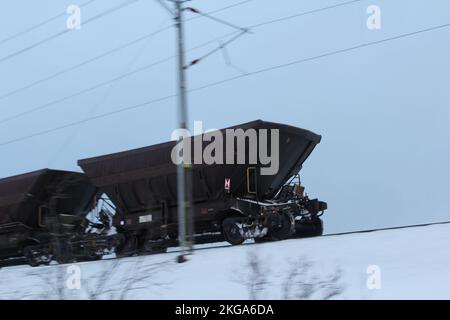 Eisenerzwagen in Abisko, Schweden Stockfoto