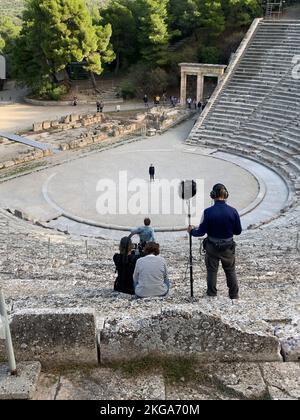 Epidavrous in Griechenland. Antikes Amphitheater Stockfoto