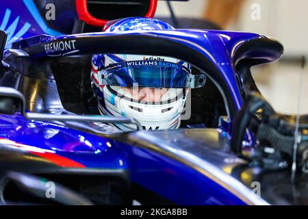 Yas Island, Abu Dhabi - 22/11/2022, SARSERGEANT Logan (usa), Williams Racing FW44, Porträt während der 2022 Tests nach der Saison vom 22. Bis 23. November 2022 auf dem Yas Marina Circuit, in Yas Island, Abu Dhabi - Foto: Florent Gooden / DPP/DPPI/LiveMedia Stockfoto