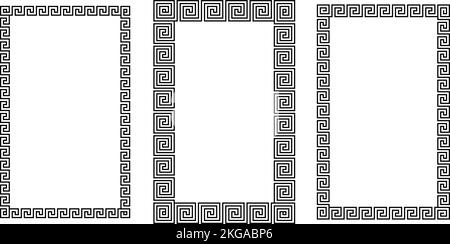 Griechisches Ornament Rechteck Rahmenset. Meander Rechteck Muster Sammlung. Alte griechische Bund Grenzen. Geometrisches Meandros-Motiv. Vektor Stock Vektor