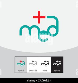 MITTELGROSSES oder medizinisches Logo mit Kreuz. - Vektor Stock Vektor