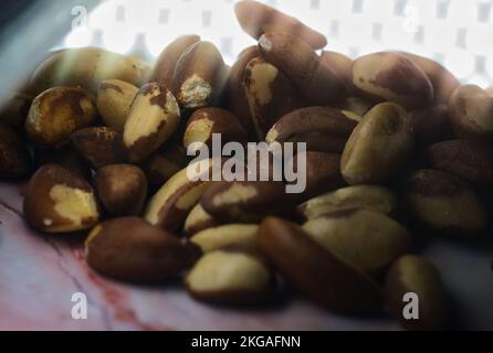 Brazil Nuts Herz gesunde Schlange Nahaufnahme Stockfoto