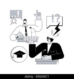 Debating Club abstrakte Konzept Vektor Illustration. Diskussionen im Klassenzimmer, beredte Rede, Debattierwettbewerb, Schulclub, Sprechstunde, Effektive Kommunikationsfähigkeit abstrakte Metapher. Stock Vektor