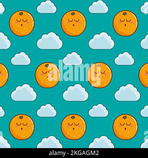 Bunt Cute Cartoon nahtlose Muster mit Orangen Stock Vektor