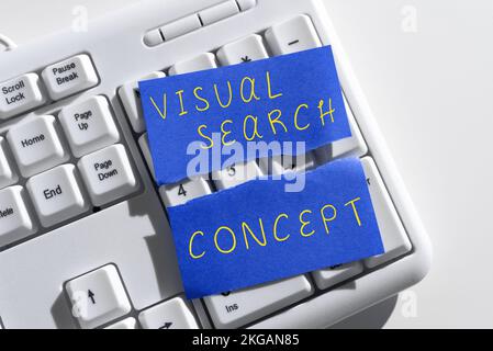 Textbeschriftung zur Darstellung des Konzepts der visuellen Suche. Wahrnehmbare Aufgabe der Geschäftsidee, die Aufmerksamkeit für ein Objekt erfordert Stockfoto