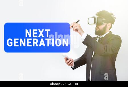 Textunterschrift für die nächste Generation. Ein Produkt für ein Geschäftskonzept, das mit der neuesten Technologie entwickelt wurde Stockfoto