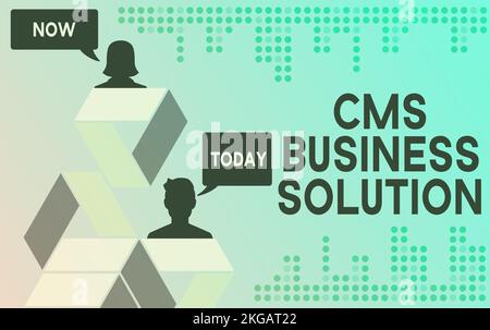 Inspiration mit dem Zeichen CMS Business Solution. Business Showcase-Softwareanwendung zur Erstellung und Verwaltung von Websites Stockfoto