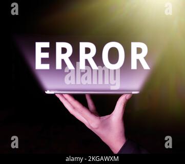 Inspiration zeigt Vorzeichenfehler. Begriff bedeutet Fehler Bedingung, falsch zu sein, wenn man sich verhält, hat es nicht so gemeint Stockfoto