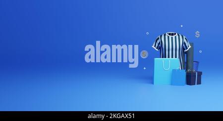 Rabattbanner für Sonderangebote mit 3D gerendertem Objekt Stockfoto