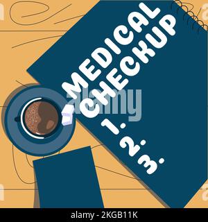 Inspiration mit Schild „Medical Checkup“. Begriffliche photomedizinische Untersuchung zur Prüfung Ihres allgemeinen Gesundheitszustands Stockfoto