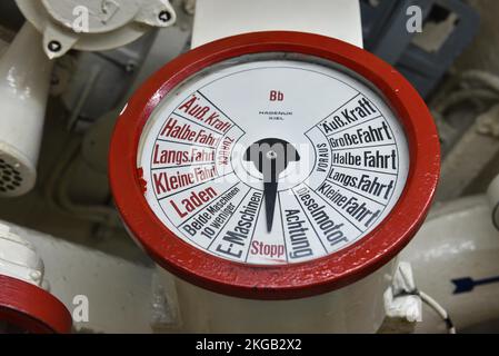 Maschinentelegramme in einem U-Boot in Kiel, Schleswig-Holstein, Deutschland, Europa Stockfoto