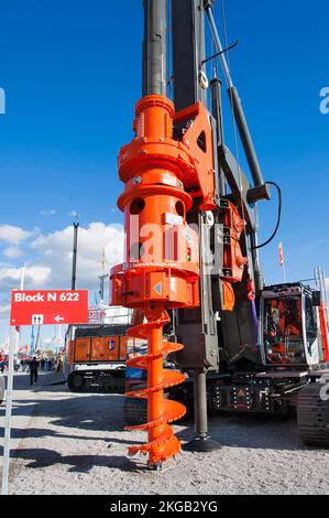 Bohrkopf, Drehbohrgeräte, Bohrmaschinen, Fundamenttechnik, Bauma 2022, Weltweit größte Baumaschinenmesse, München, Ge Stockfoto