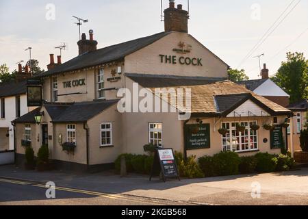 Traditioneller englischer Pub an einem sonnigen Nachmittag in Stansted Mountfitchet Stockfoto