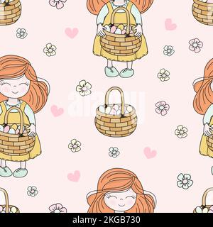 OSTERKIND große religiöse Heilige Feiertage Cartoon Seamless Pattern Vector Illustration zum Drucken Stock Vektor