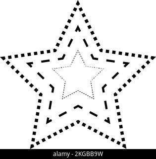 Sternförmiges Bruchlinienelement für Vorschul-, Kindergarten- und Montessori-Kinder beim Vorschreiben, Zeichnen und Schneiden von Übungsaktivitäten in Vektor i Stock Vektor