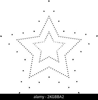 Sternförmiges Bruchlinienelement für Vorschul-, Kindergarten- und Montessori-Kinder beim Vorschreiben, Zeichnen und Schneiden von Übungsaktivitäten in Vektor i Stock Vektor