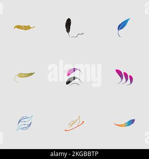 Logo-Satz mit Vektordesign für weiche Kanten auf grauem Hintergrund Stock Vektor