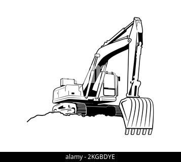 Crawler Bagger Moderne Flache Vektor-Illustration. Stock Vektor